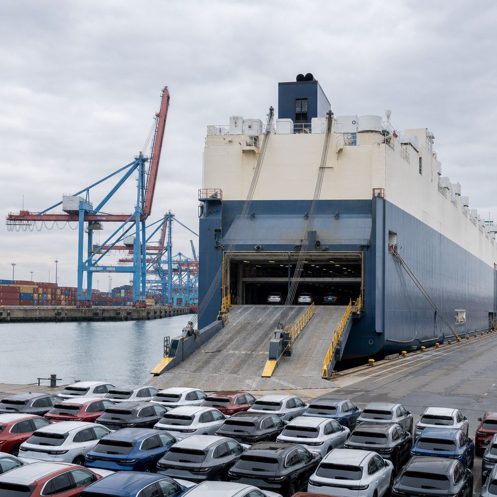 BYD Avrupa fabrikası öncesi ithalat lojistiği: limanda araç taşıyan gemi