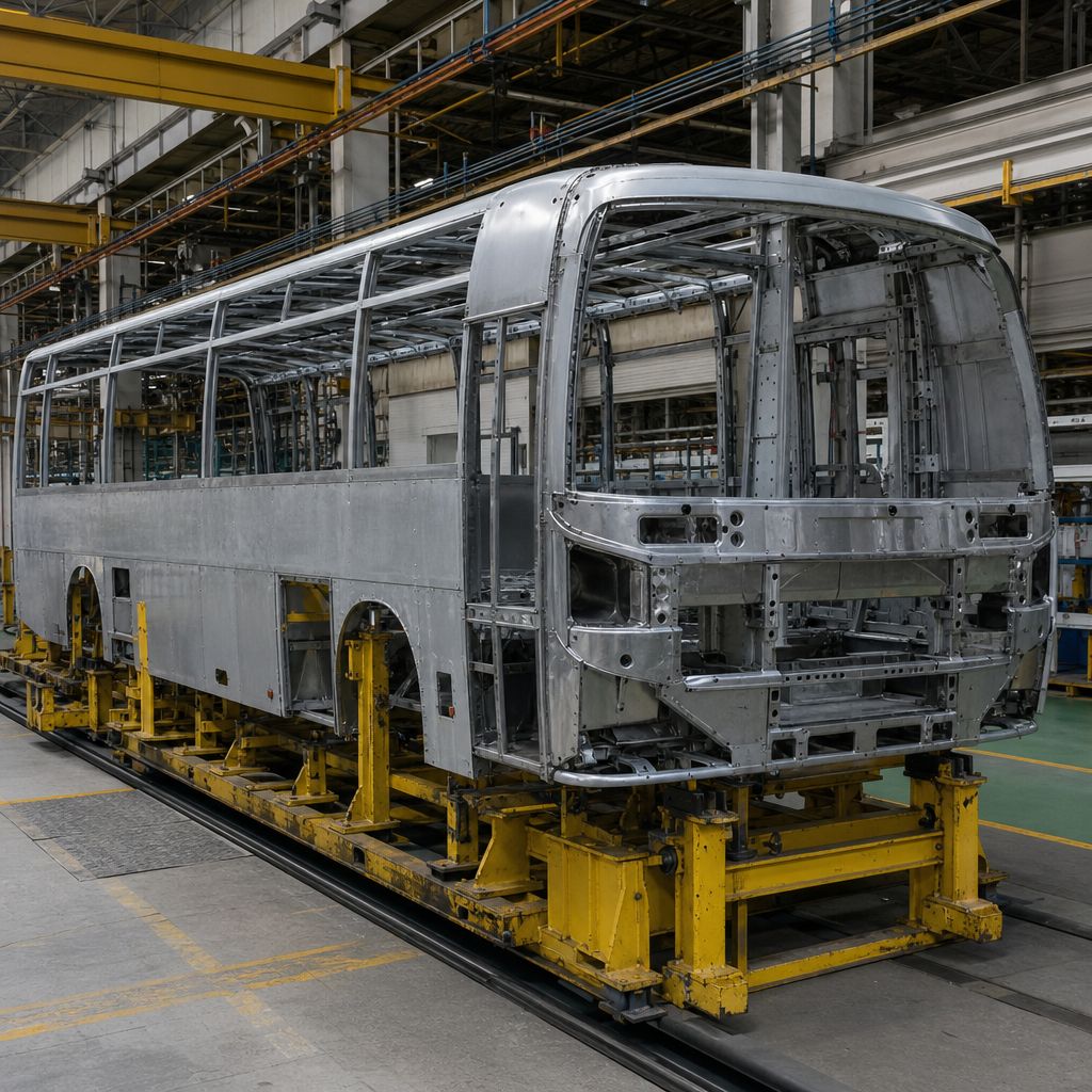 Otokar Mercedes üretimi hattında gövde imalatı aşaması